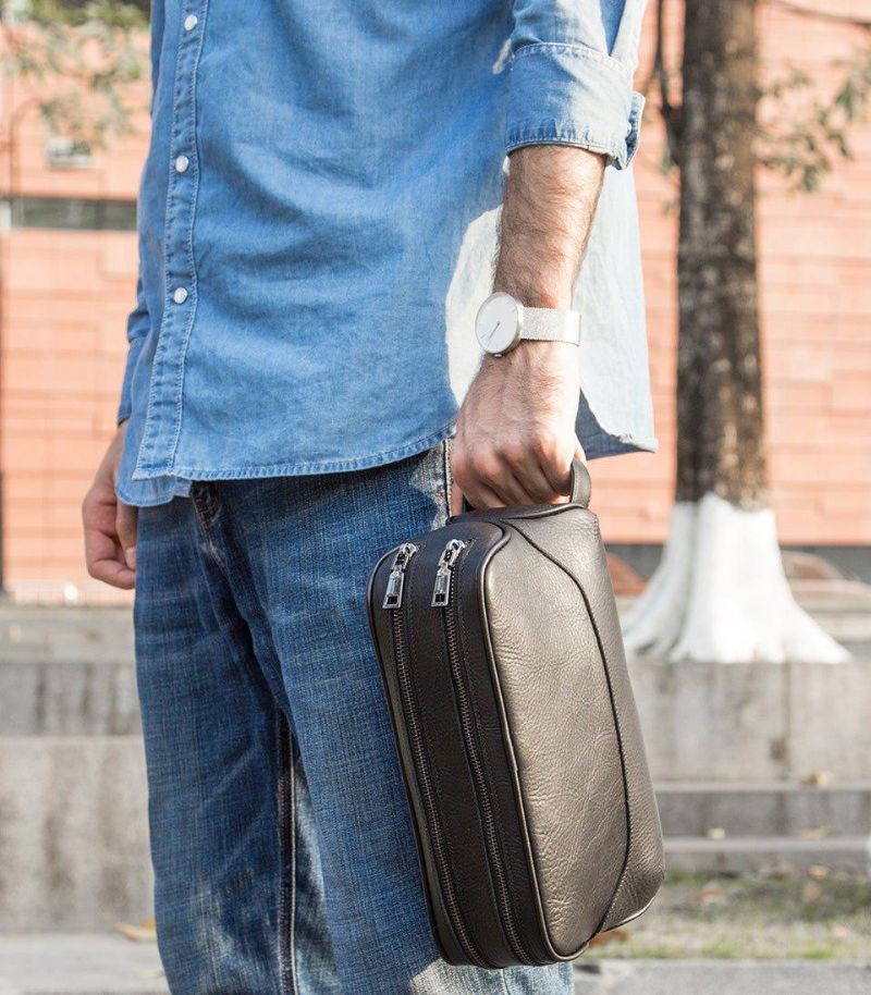 Bolsa A Tiracolo Couro Genuíno Para Homem