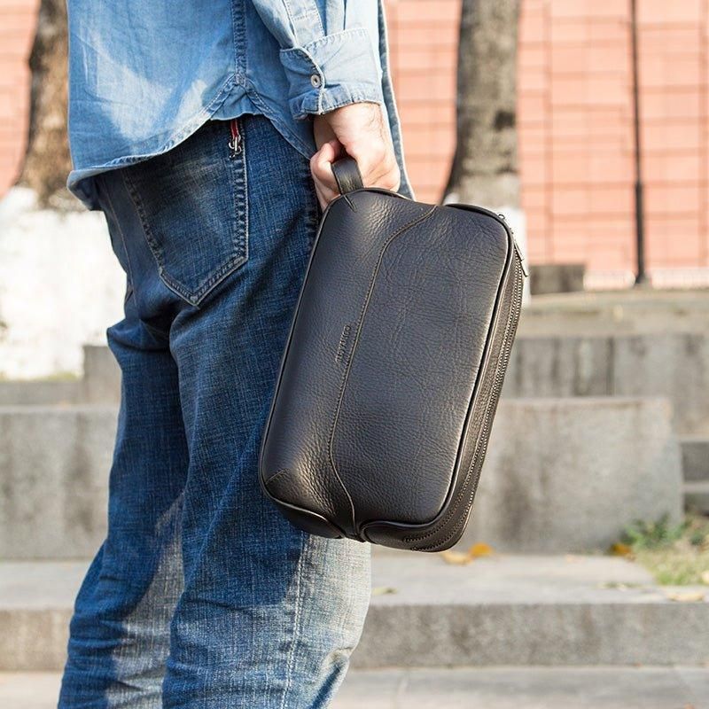 Bolsa A Tiracolo Couro Genuíno Para Homem