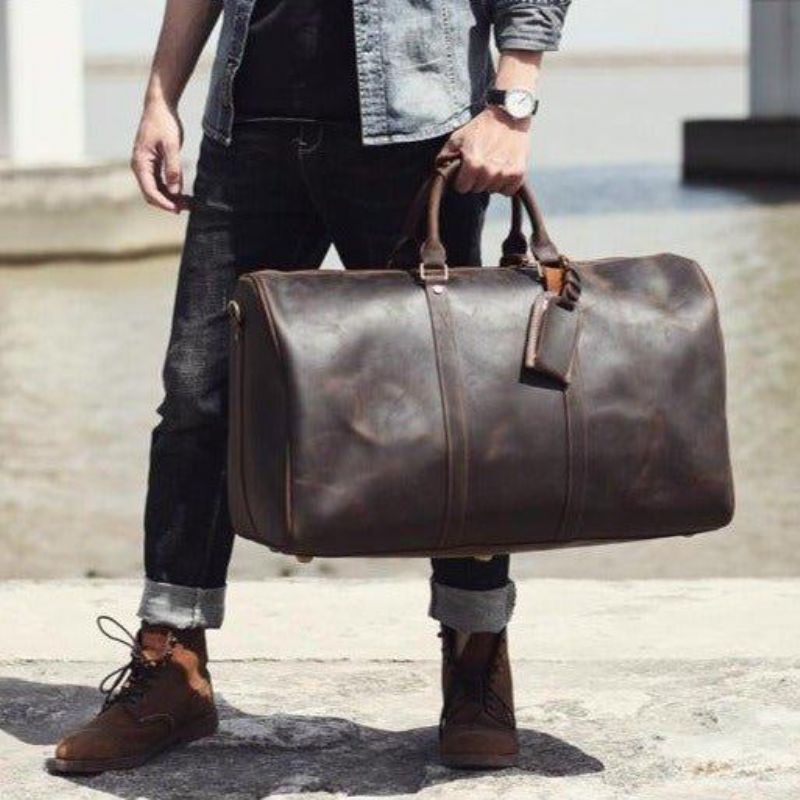 Bolsa Bagagem Em Pele Weekender Duffel 24 Polegadas