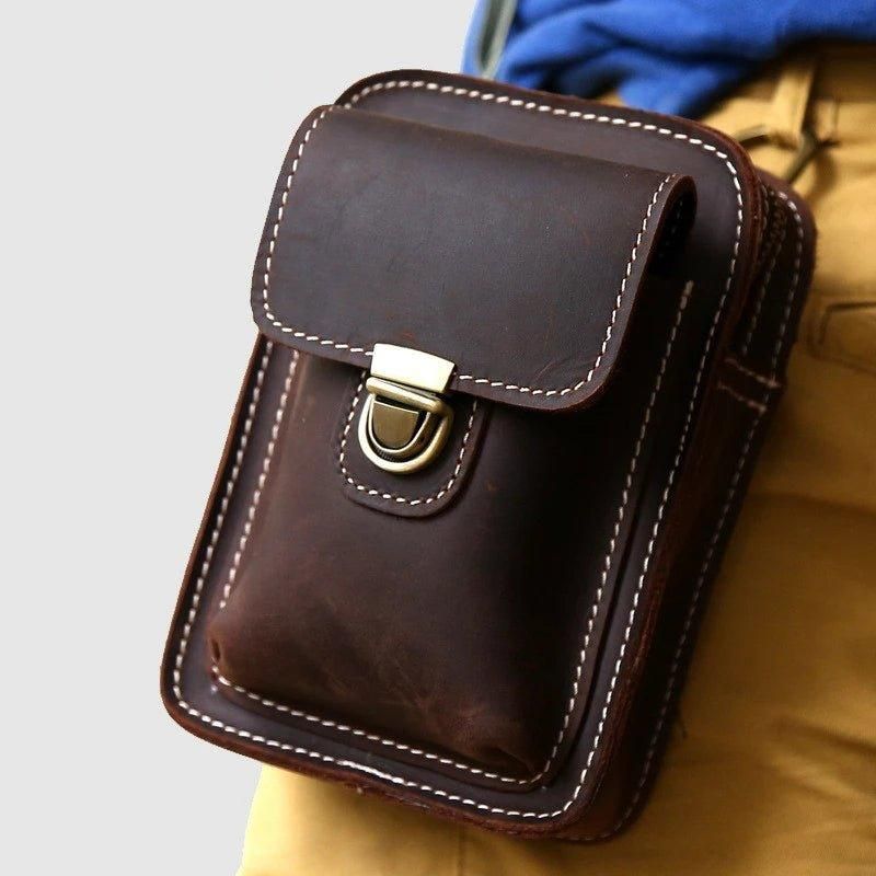 Bolsa Cintura Couro Genuíno Para Homem