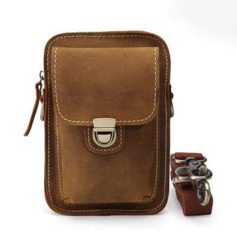 Bolsa Cintura Masculina Retro Couro Genuíno