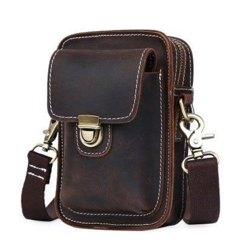 Bolsa Cintura Masculina Retro Couro Genuíno