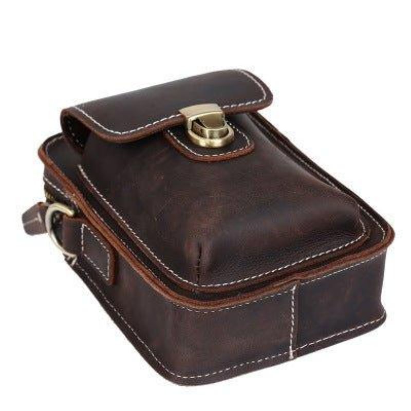 Bolsa Cintura Masculina Retro Couro Genuíno