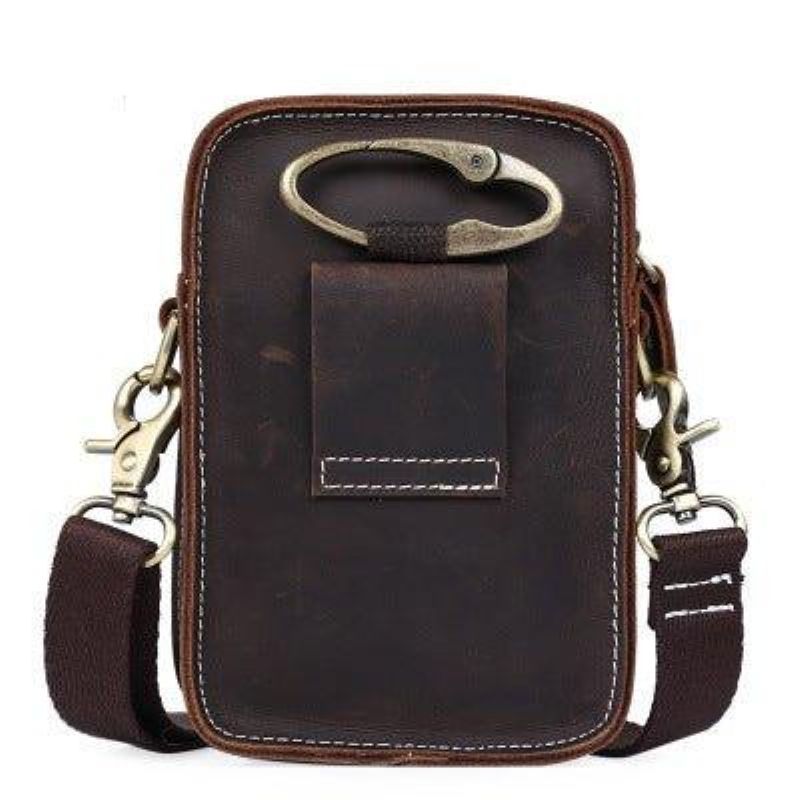 Bolsa Cintura Masculina Retro Couro Genuíno