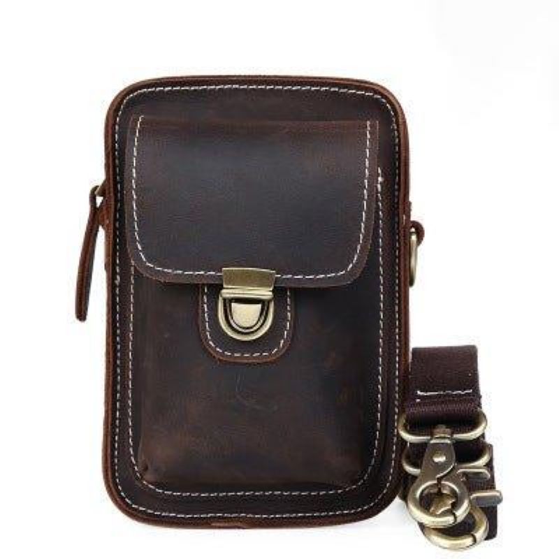 Bolsa Cintura Masculina Retro Couro Genuíno