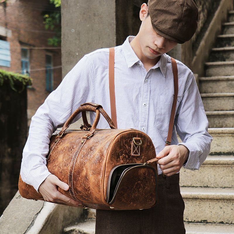 Bolsa Couro Grão Integral Em Relevo Para Homem