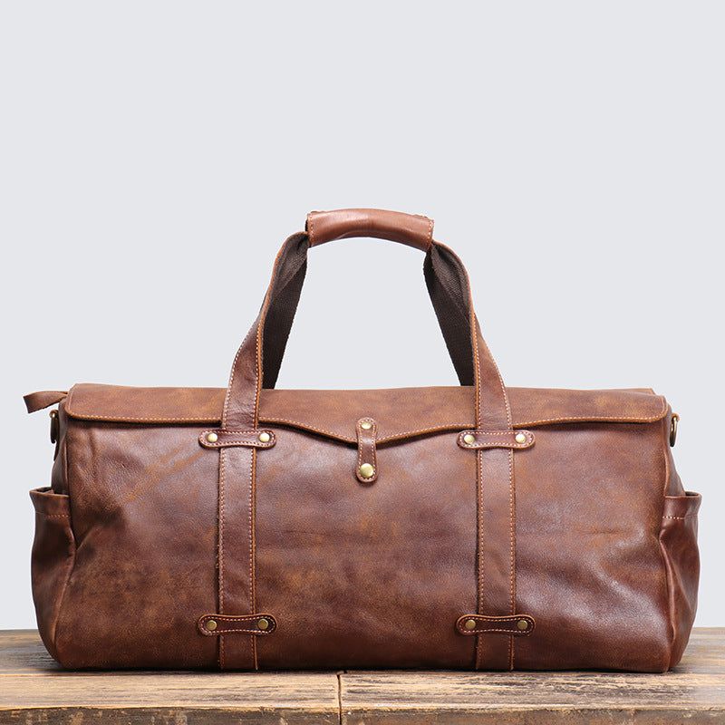 Bolsa Couro Vintage Para Homem Em Pele Weekender