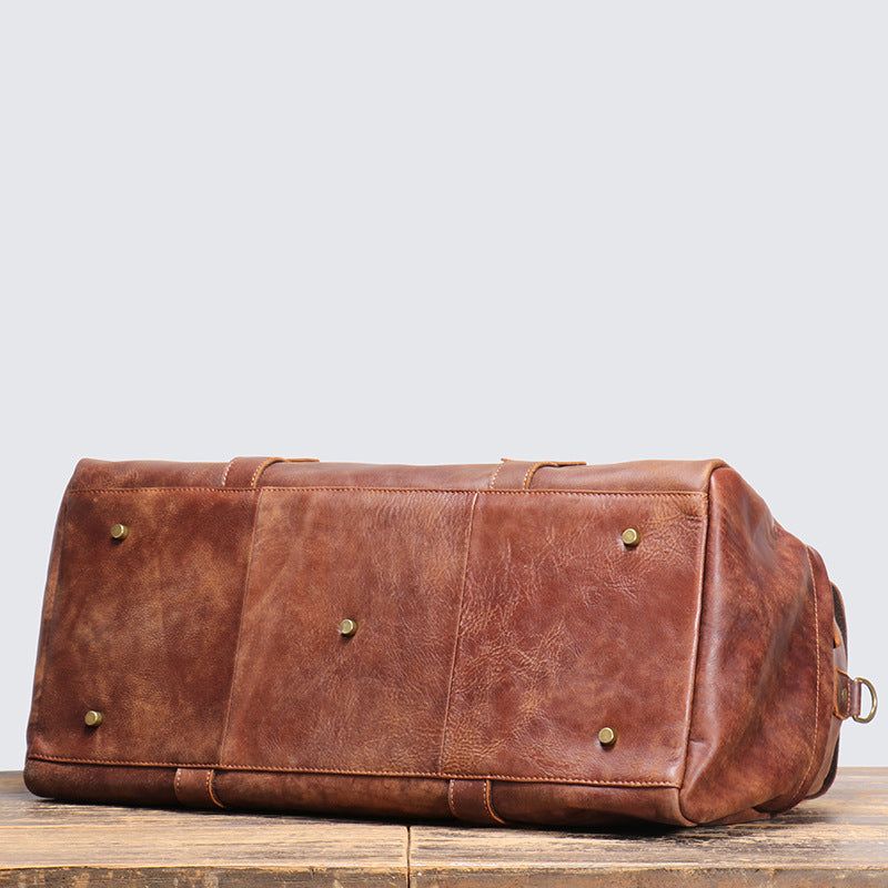 Bolsa Couro Vintage Para Homem Em Pele Weekender