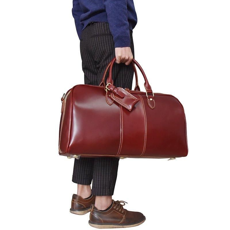 Bolsa Grande Homem Em Couro Vintage Multicolorida