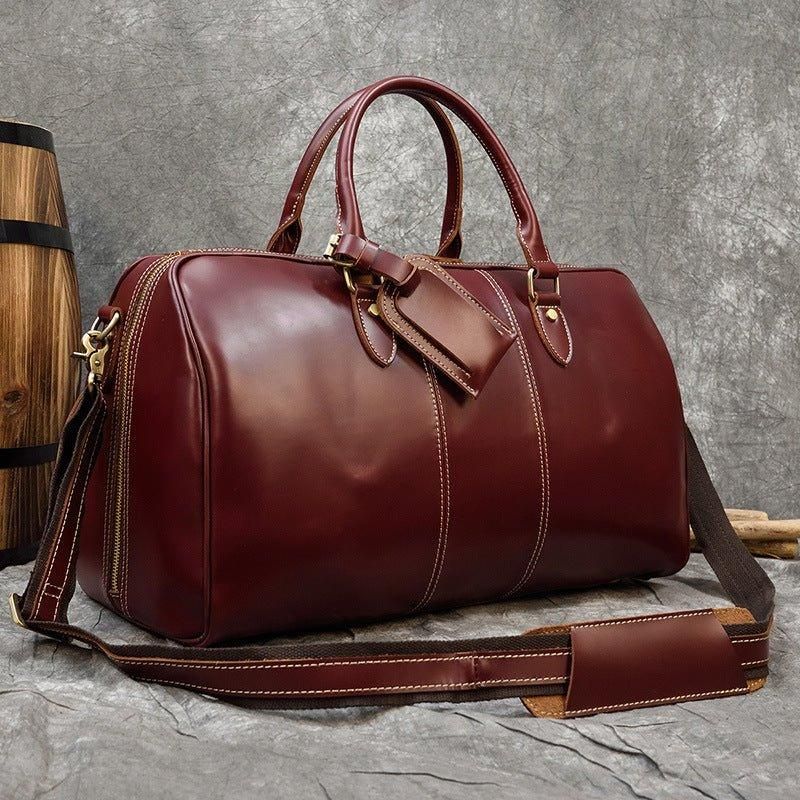 Bolsa Grande Homem Em Couro Vintage Multicolorida