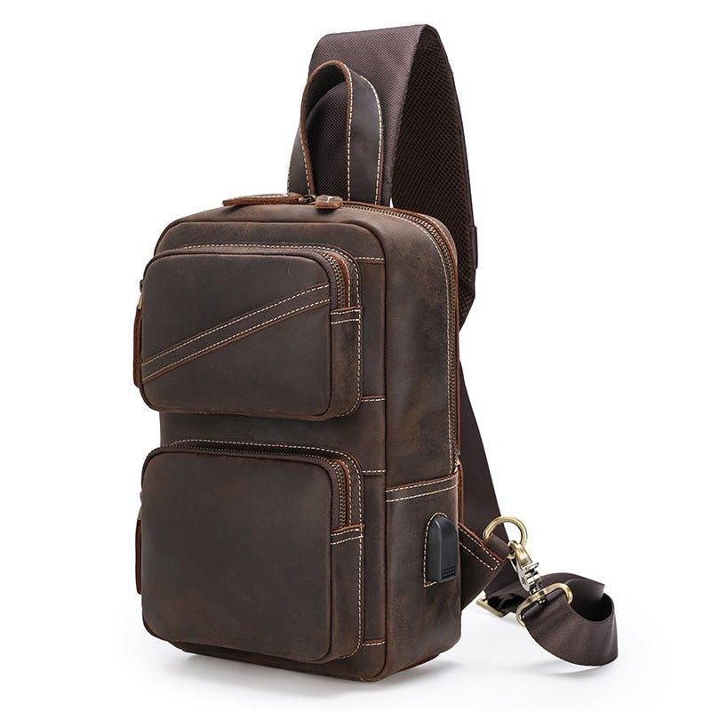 Bolsa Homem Couro Crossbody No Peito