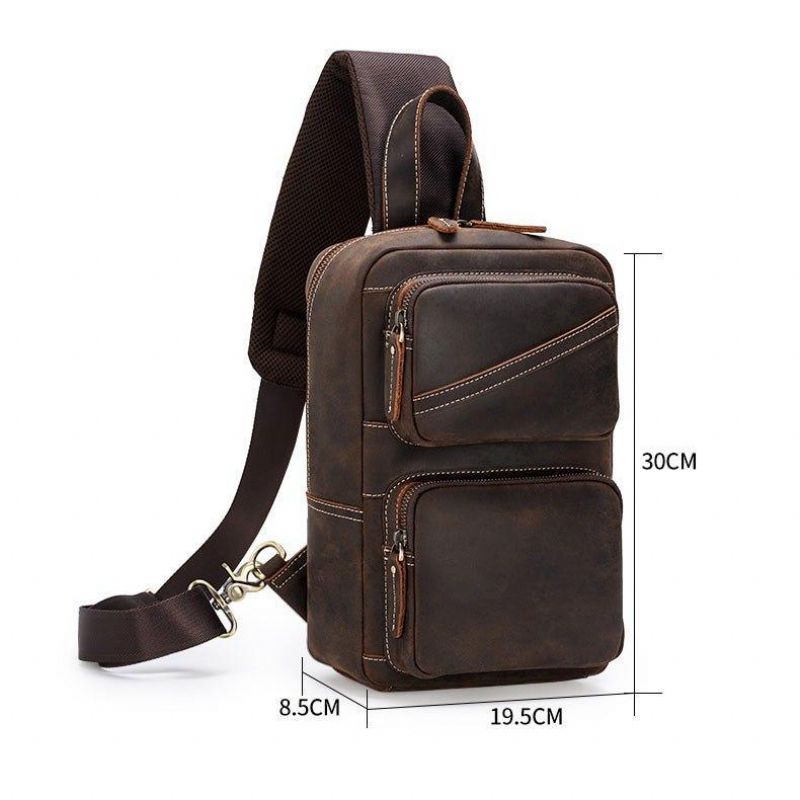 Bolsa Homem Couro Crossbody No Peito