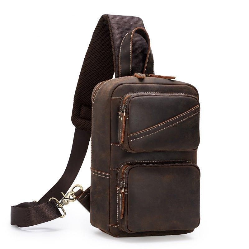 Bolsa Homem Couro Crossbody No Peito