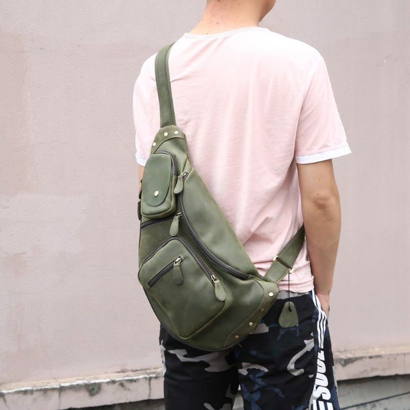 Bolsa Homem Couro Crossbody Tipo Estilingue Vintage