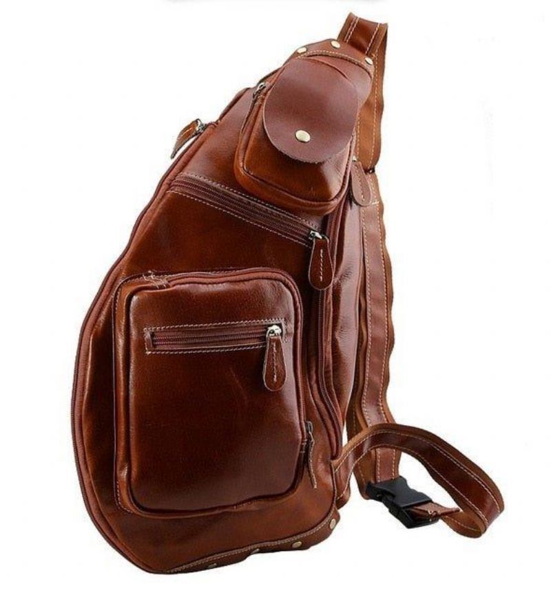 Bolsa Homem Couro Crossbody Tipo Estilingue Vintage