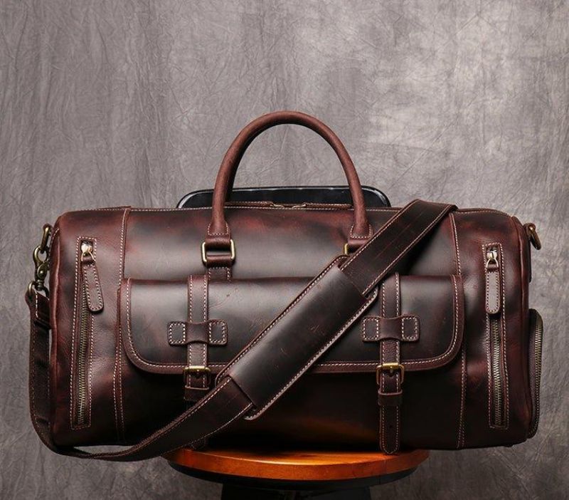 Bolsa Homem Em Pele 22 Polegadas Com Bolso Para Sapato