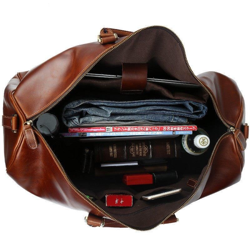 Bolsa Homem Em Pele Duffle Weekender Vintage