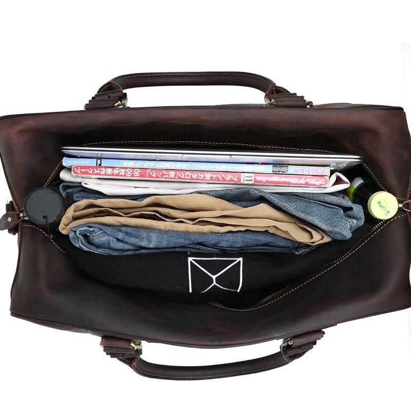 Bolsa Homem Em Pele Vintage Para Viagem Fim Semana