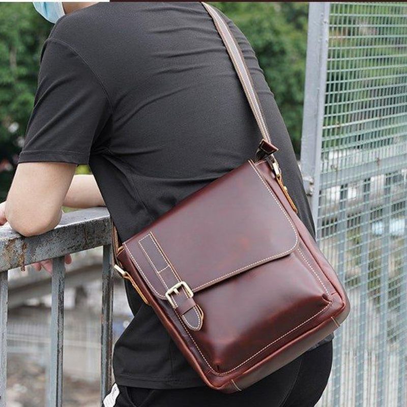 Bolsa Masculina Ombro Vintage Couro Genuíno