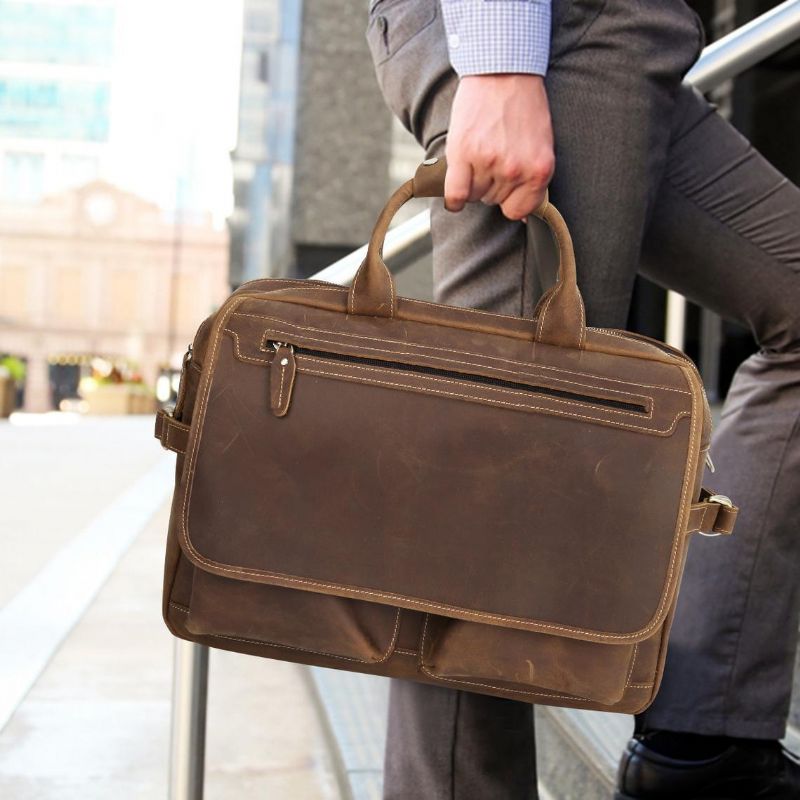 Bolsa Mensageiro Couro Para Homem 14 Polegadas