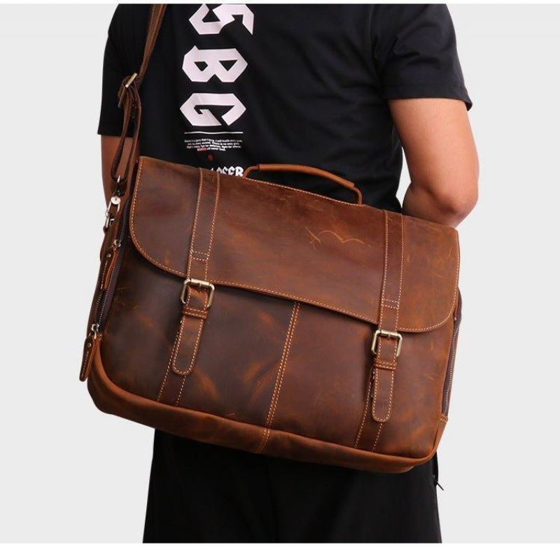 Bolsa Mensageiro Couro Para Homem Portátil