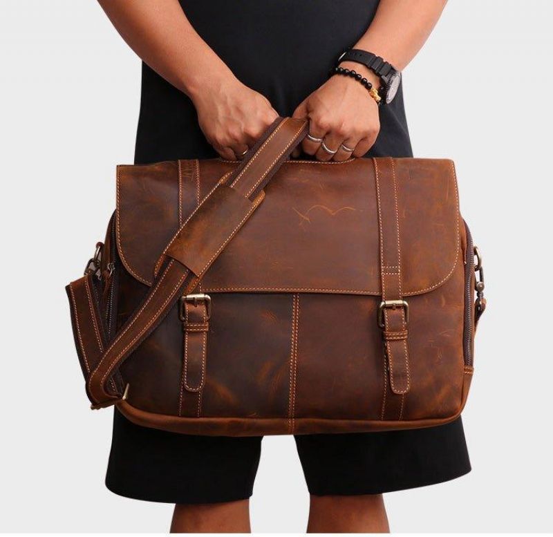 Bolsa Mensageiro Couro Para Homem Portátil