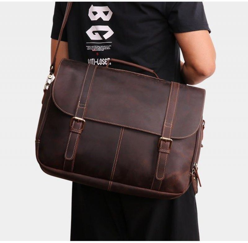 Bolsa Mensageiro Couro Para Homem Portátil