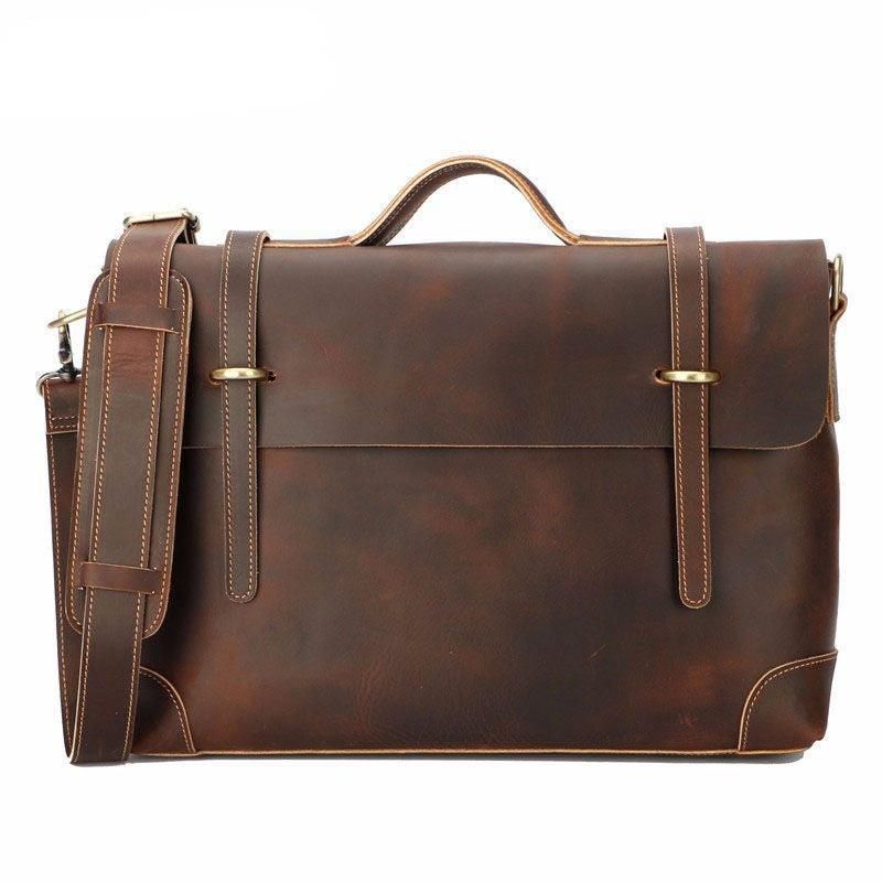 Bolsa Mensageiro Couro Vintage Para Homem Portátil 14 Polegadas