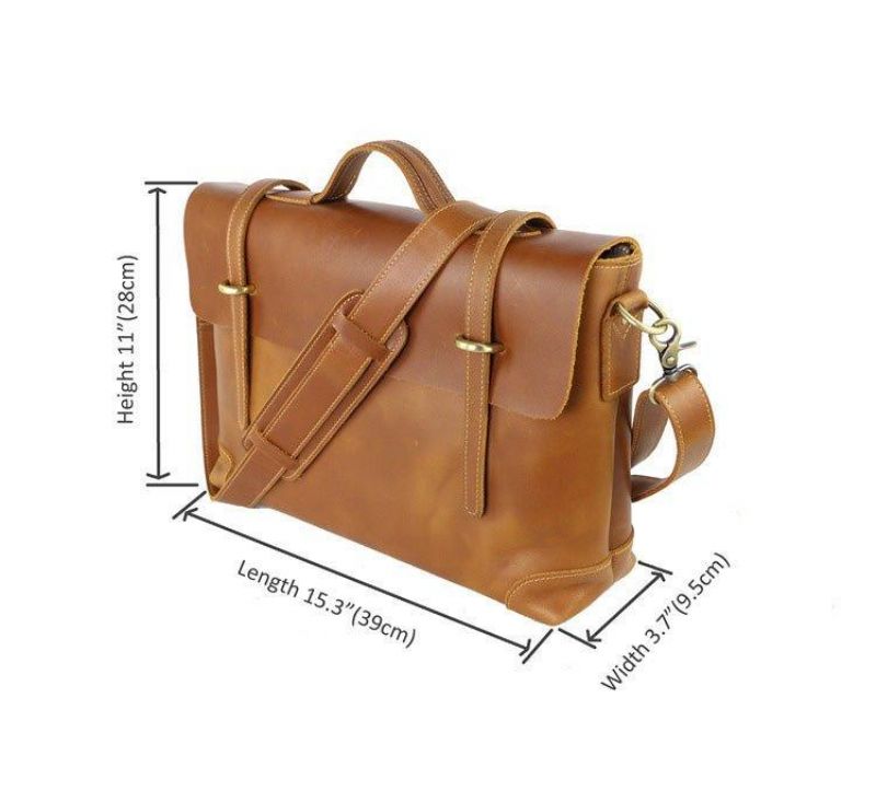 Bolsa Mensageiro Couro Vintage Para Homem Portátil 14 Polegadas