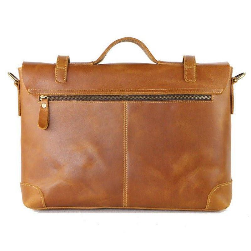 Bolsa Mensageiro Couro Vintage Para Homem Portátil 14 Polegadas