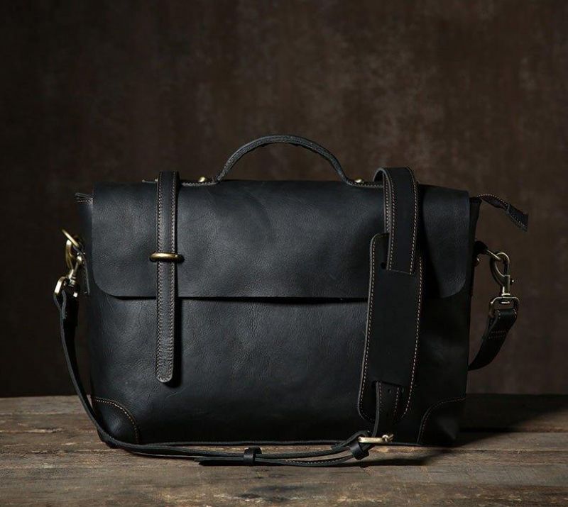 Bolsa Mensageiro Couro Vintage Para Homem Portátil 14 Polegadas