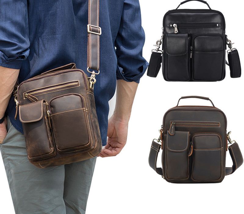 Bolsa Mensageiro Couro Vintage Portátil Para Exterior