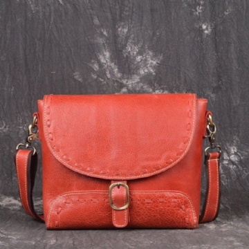 Bolsa Mensageiro Crossbody Feminina Em Pele Feita À Mão