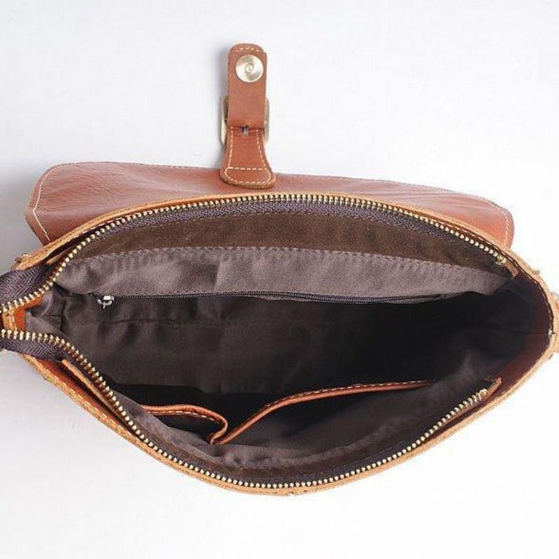 Bolsa Mensageiro Crossbody Feminina Em Pele Feita À Mão