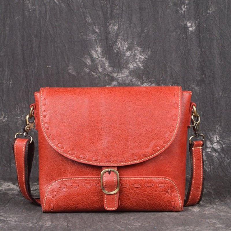 Bolsa Mensageiro Crossbody Feminina Em Pele Feita À Mão