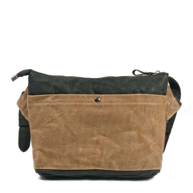 Bolsa Mensageiro Em Lona Cera Vintage Colorblock