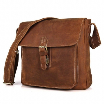 Bolsa Mensageiro Em Pele Vintage