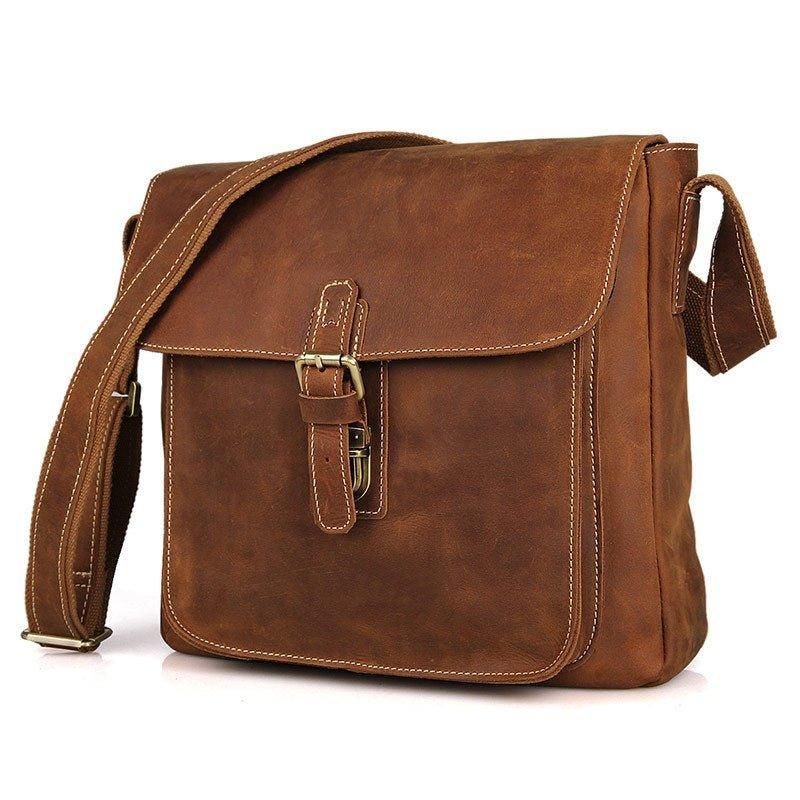 Bolsa Mensageiro Em Pele Vintage