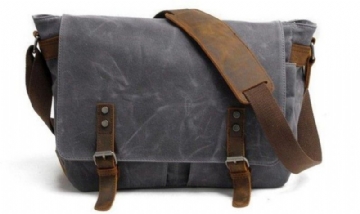 Bolsa Mensageiro Lona Cera Para Homem Portátil