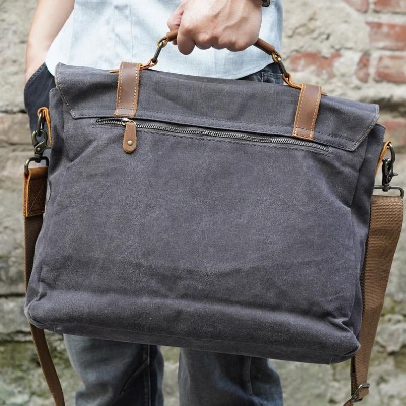 Bolsa Mensageiro Lona Encerada Para Homem Portátil