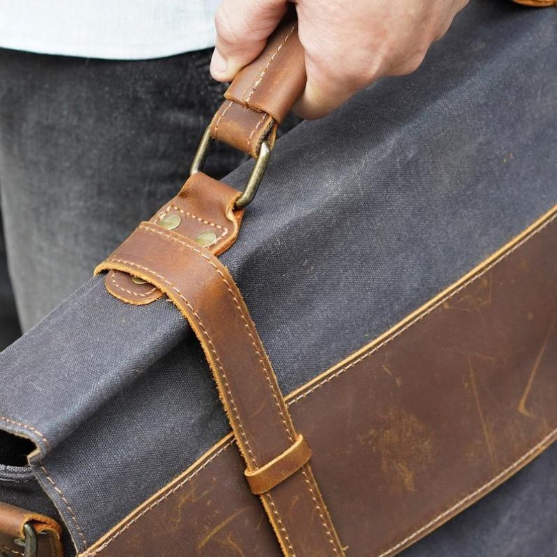 Bolsa Mensageiro Lona Encerada Para Homem Portátil