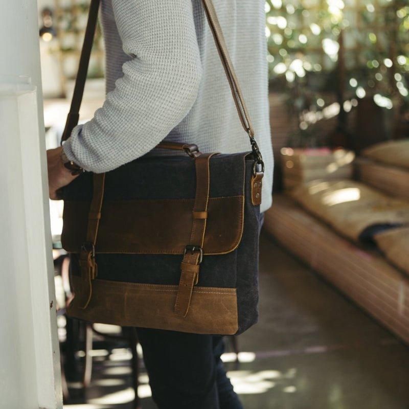 Bolsa Mensageiro Lona Encerada Para Homem Portátil