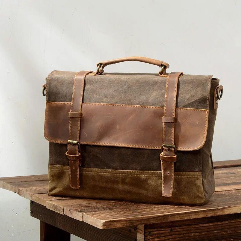 Bolsa Mensageiro Lona Encerada Para Homem Portátil