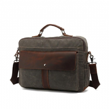 Bolsa Mensageiro Masculina Lona Vintage Para Negócios Portátil