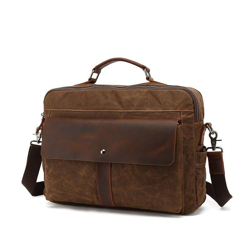 Bolsa Mensageiro Masculina Lona Vintage Para Negócios Portátil