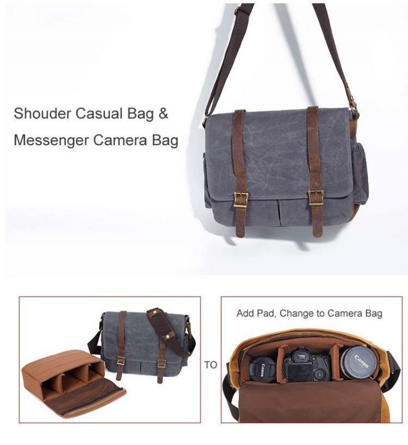 Bolsa Mensageiro Para Câmara Dslr Em Lona Encerada