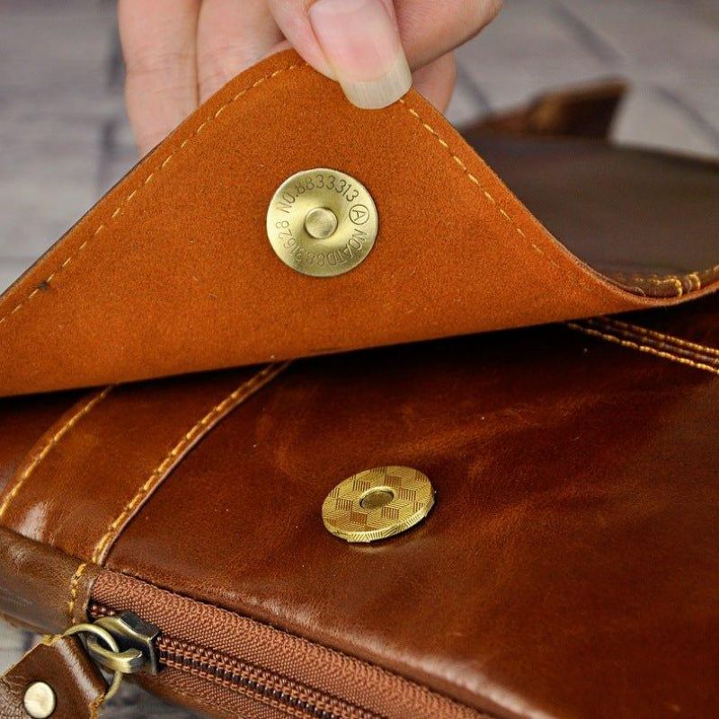 Bolsa Mensageiro Pequena Em Pele Genuína Vintage