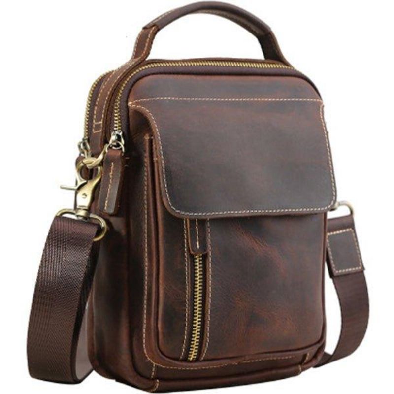 Bolsa Mensageiro Tiracolo Masculina Couro Pequena