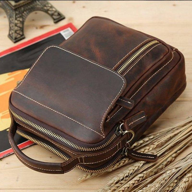 Bolsa Mensageiro Tiracolo Masculina Couro Pequena