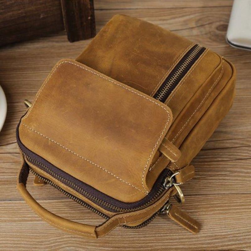 Bolsa Mensageiro Tiracolo Masculina Couro Pequena